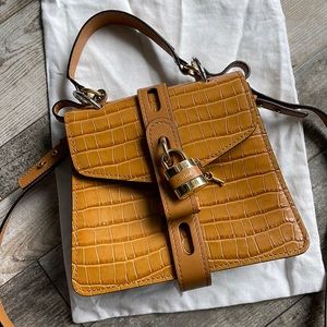 Chloe Aby Crock embossed caramel bag